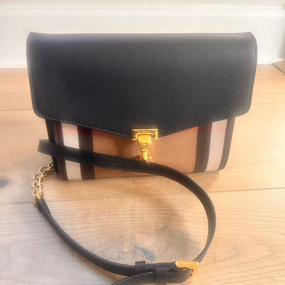 Burberry Authentic Small Macken House Check Derby Leather Crossbody Bag - Picture 4 of 7